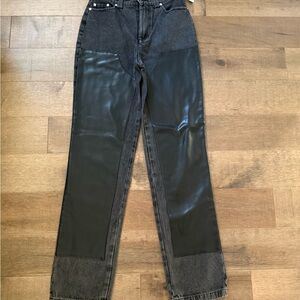 Avec Les Filles Black and Gray Straight Leg Jeans